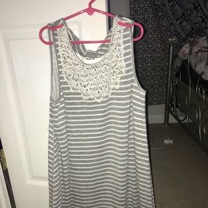 White and gray striped dress